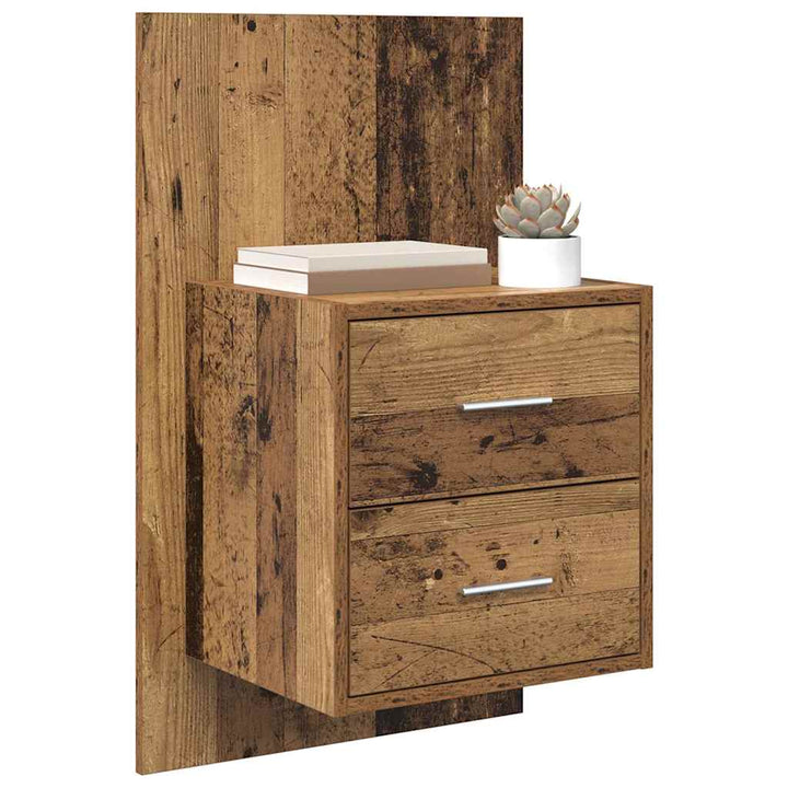 Vægmonteret natbord 2 pcs Gammelt træ 48,5 x 32,5 x 80 cm