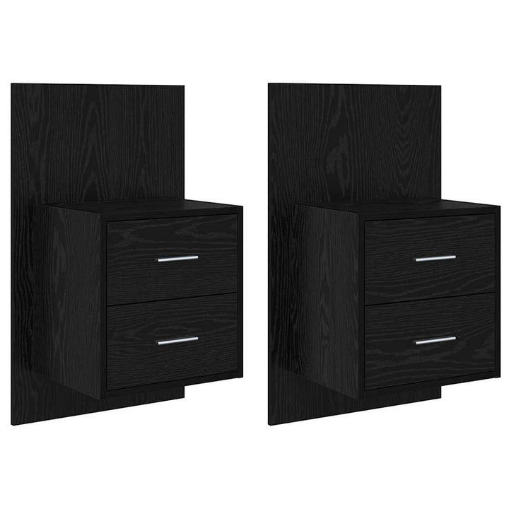 Vægmonteret natbord 2 pcs Sort eg 48,5 x 32,5 x 80 cm
