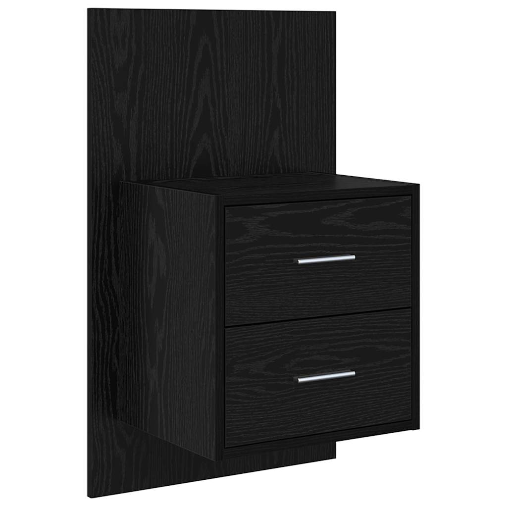 Vægmonteret natbord 2 pcs Sort eg 48,5 x 32,5 x 80 cm