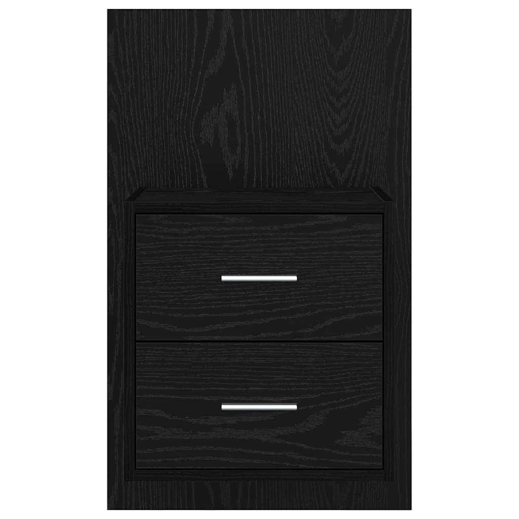 Vægmonteret natbord 2 pcs Sort eg 48,5 x 32,5 x 80 cm