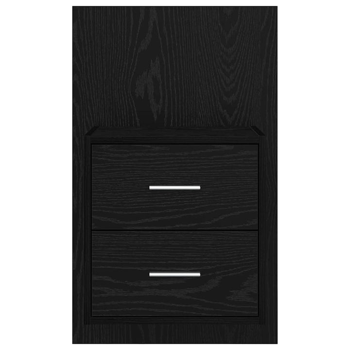 Vægmonteret natbord 2 pcs Sort eg 48,5 x 32,5 x 80 cm