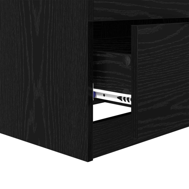 Natskab med skuffe 2 pcs Sort eg 45 x 39 x 50cm Konstrueret træ