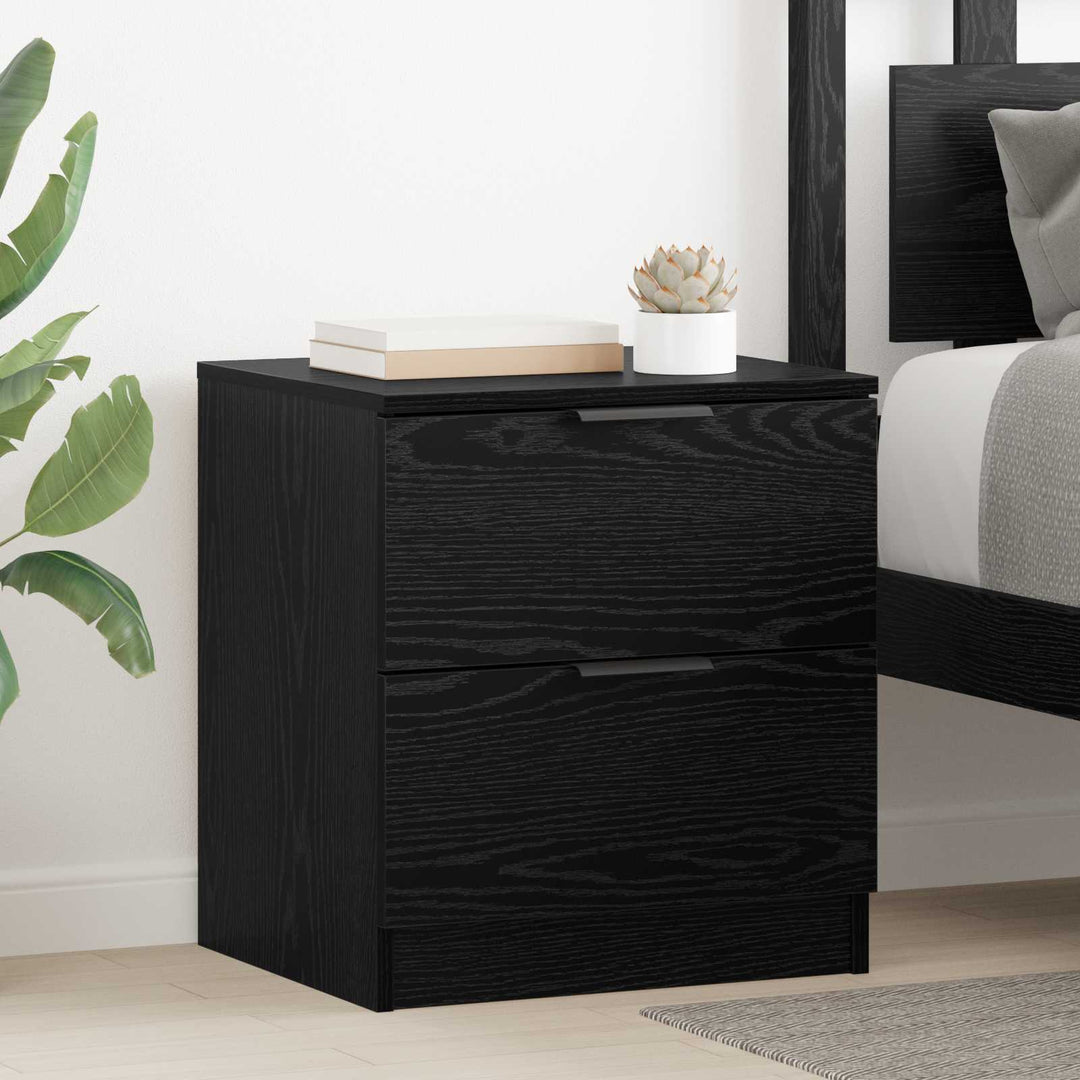 Natskab med skuffe 2 pcs Sort eg 45 x 39 x 50cm Konstrueret træ