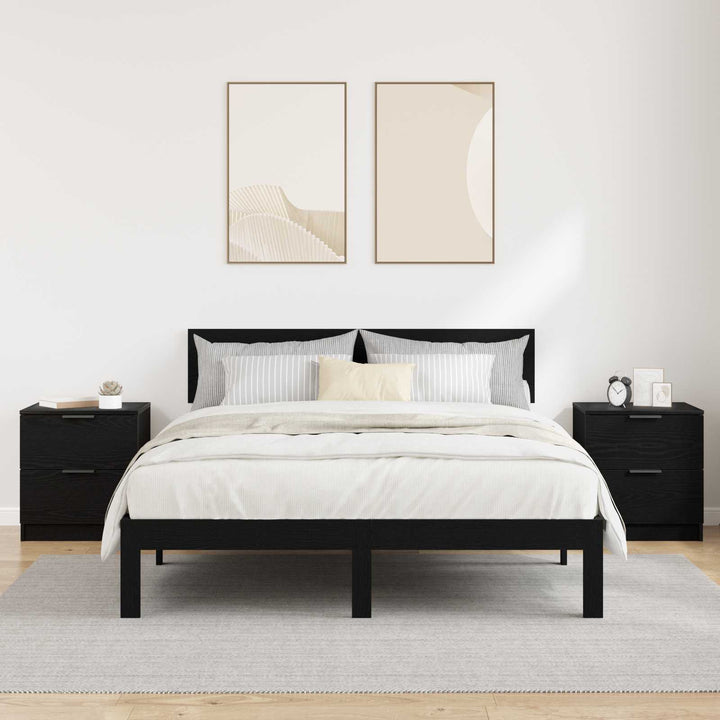 Natskab med skuffe 2 pcs Sort eg 45 x 39 x 50cm Konstrueret træ