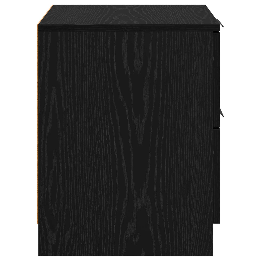 Natskab med skuffe 2 pcs Sort eg 45 x 39 x 50cm Konstrueret træ