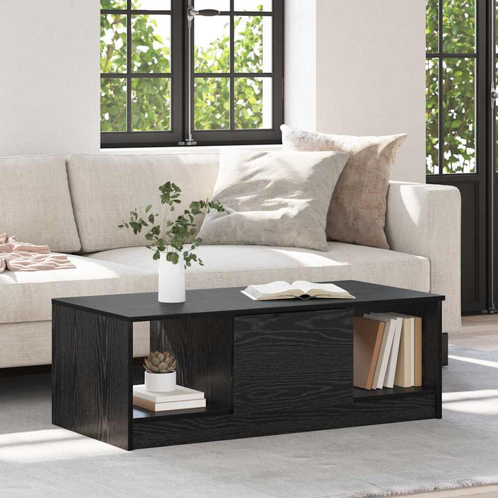 Sofabord med skuffe Sort eg 102 x 50 x 36cm Konstrueret træ