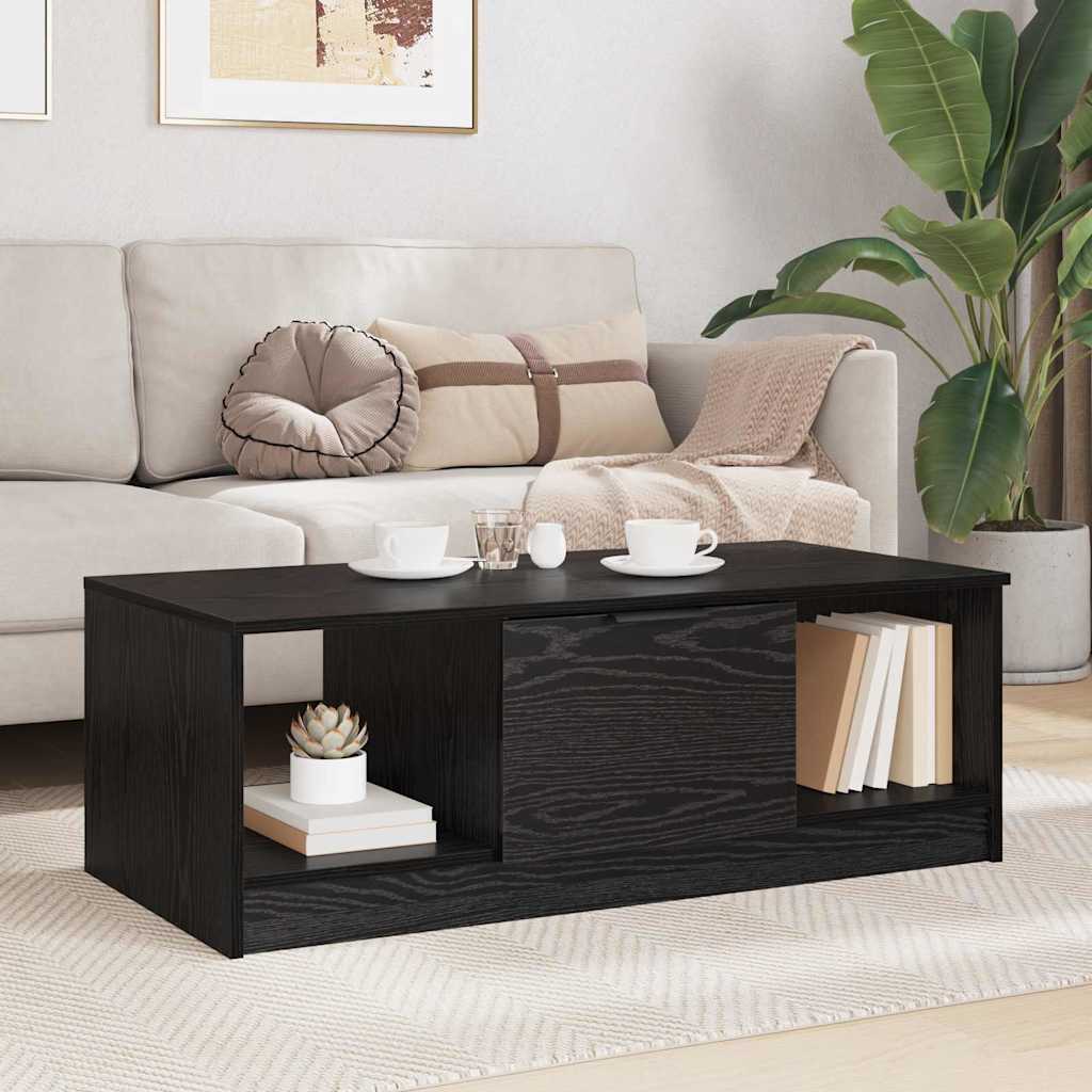 Sofabord med skuffe Sort eg 102 x 50 x 36cm Konstrueret træ