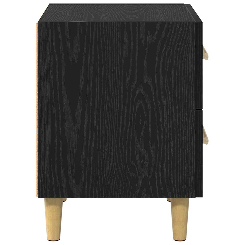 Sengeskab med skuffe Sort eg 40 x 35 x 47,5 cm Konstrueret træ