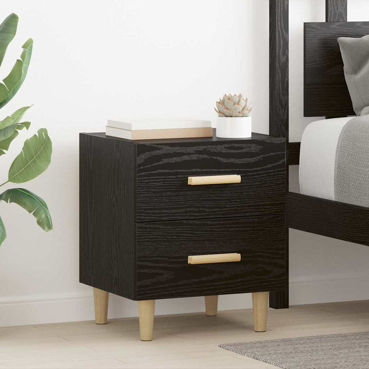 Sengeskab 2 pcs Sort eg 40 x 35 x 47,5 cm Konstrueret træ