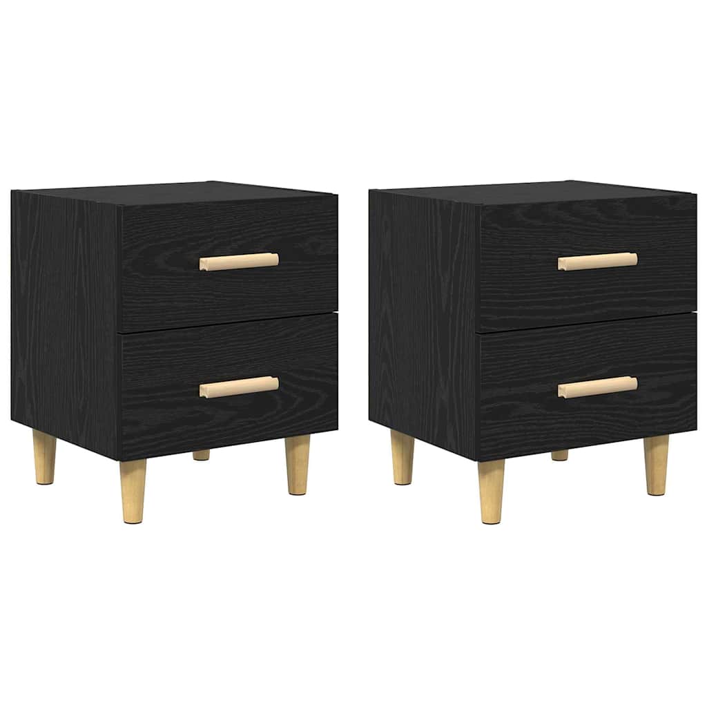Sengeskab 2 pcs Sort eg 40 x 35 x 47,5 cm Konstrueret træ