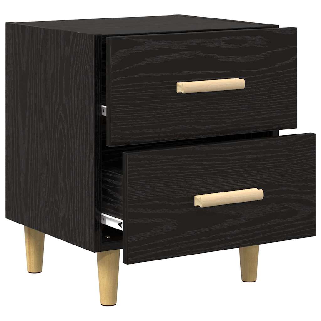 Sengeskab 2 pcs Sort eg 40 x 35 x 47,5 cm Konstrueret træ