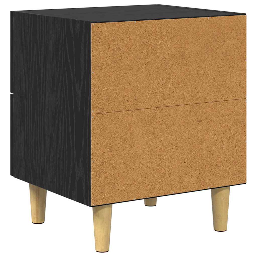 Sengeskab 2 pcs Sort eg 40 x 35 x 47,5 cm Konstrueret træ