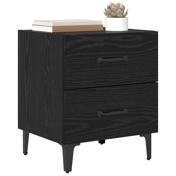 Sengeskab med skuffe Sort eg 40 x 35 x 47,5 cm Konstrueret træ