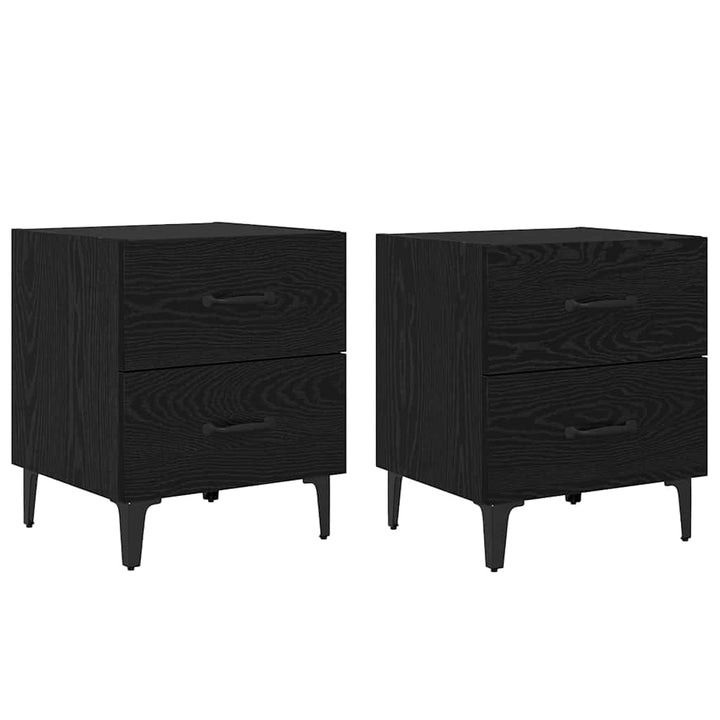 Sengeskab 2 pcs Sort eg 40 x 35 x 47,5 cm Konstrueret træ