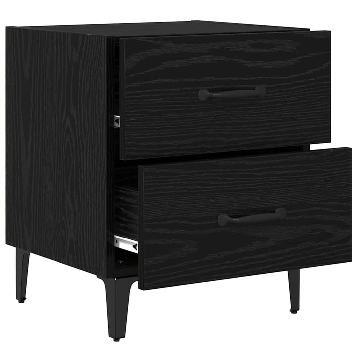 Sengeskab 2 pcs Sort eg 40 x 35 x 47,5 cm Konstrueret træ
