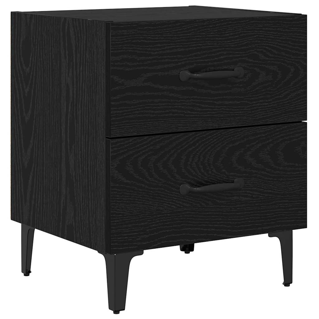 Sengeskab 2 pcs Sort eg 40 x 35 x 47,5 cm Konstrueret træ
