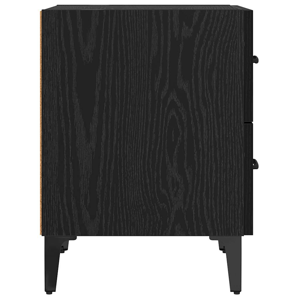 Sengeskab 2 pcs Sort eg 40 x 35 x 47,5 cm Konstrueret træ