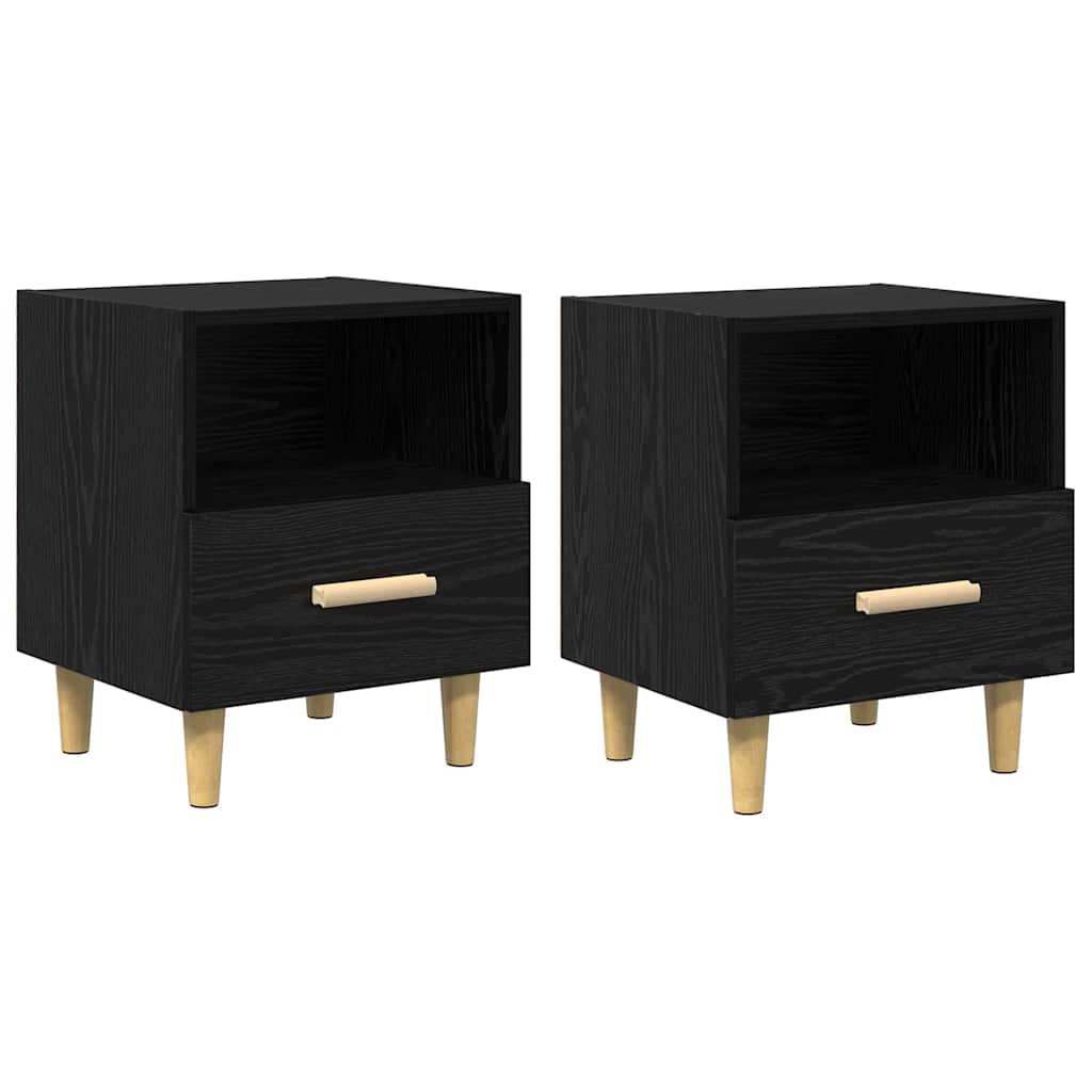 Natskab 2 pcs Sort eg 40 x 35 x 47 cm Konstrueret træ
