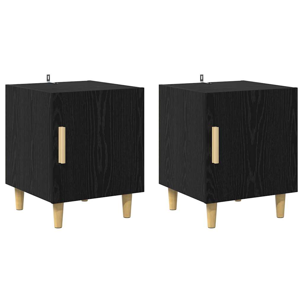 Natskab 2 pcs Sort eg 40 x 40 x 50 cm Konstrueret træ