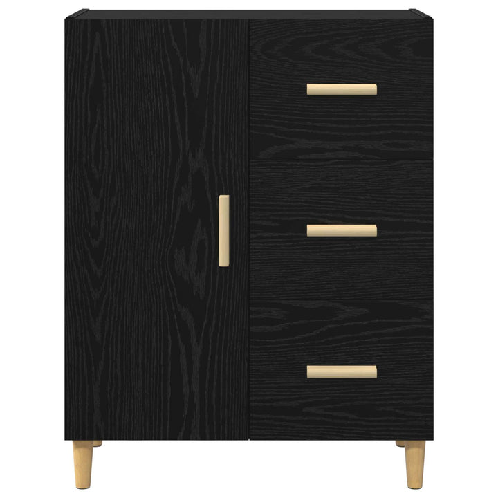 Sideboard med skuffe Sort eg 34 x 69,5 x 90 cm Konstrueret træ