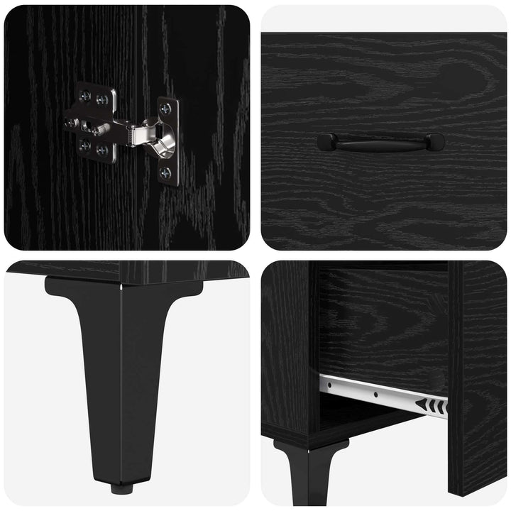 Sideboard med skuffe Sort eg 69,5 x 34 x 90 cm Konstrueret træ