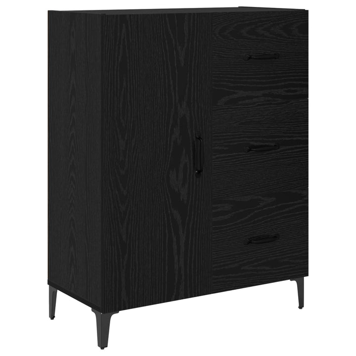 Sideboard med skuffe Sort eg 69,5 x 34 x 90 cm Konstrueret træ