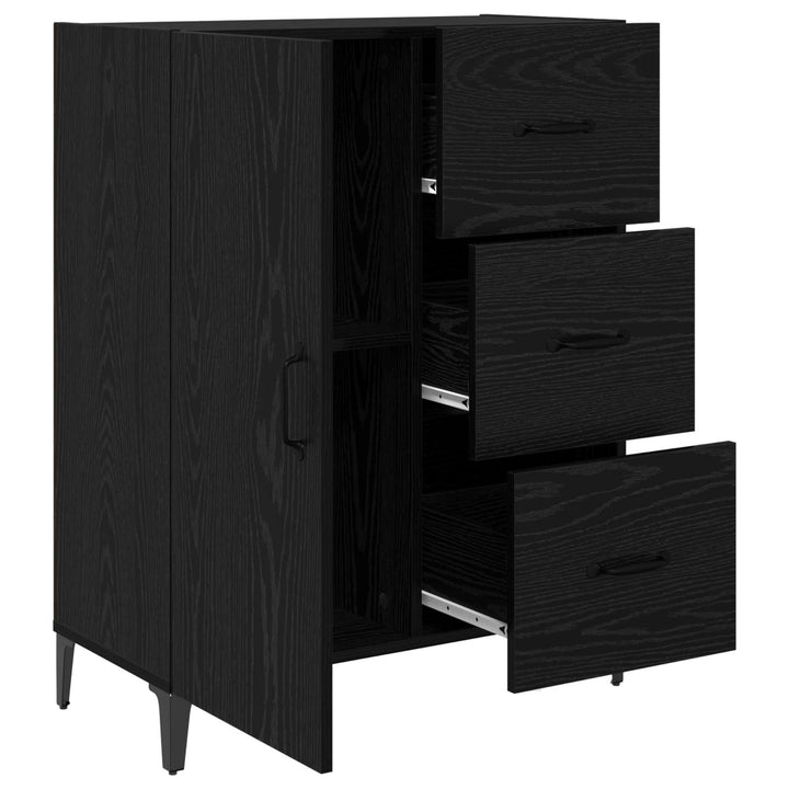 Sideboard med skuffe Sort eg 69,5 x 34 x 90 cm Konstrueret træ