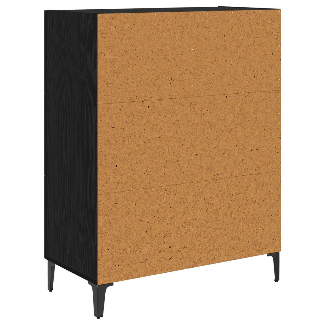 Sideboard med skuffe Sort eg 69,5 x 34 x 90 cm Konstrueret træ