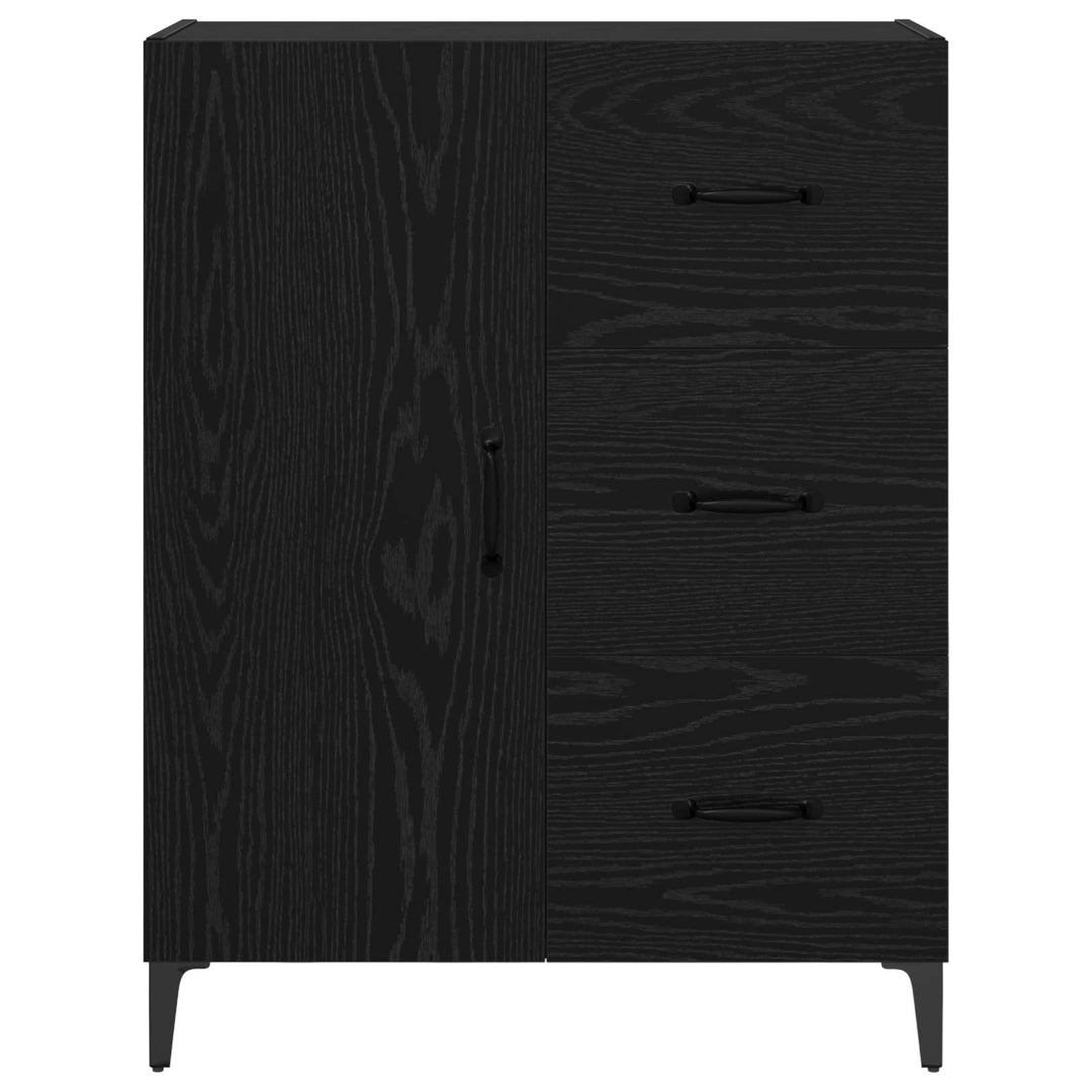 Sideboard med skuffe Sort eg 69,5 x 34 x 90 cm Konstrueret træ