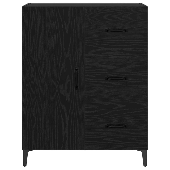 Sideboard med skuffe Sort eg 69,5 x 34 x 90 cm Konstrueret træ
