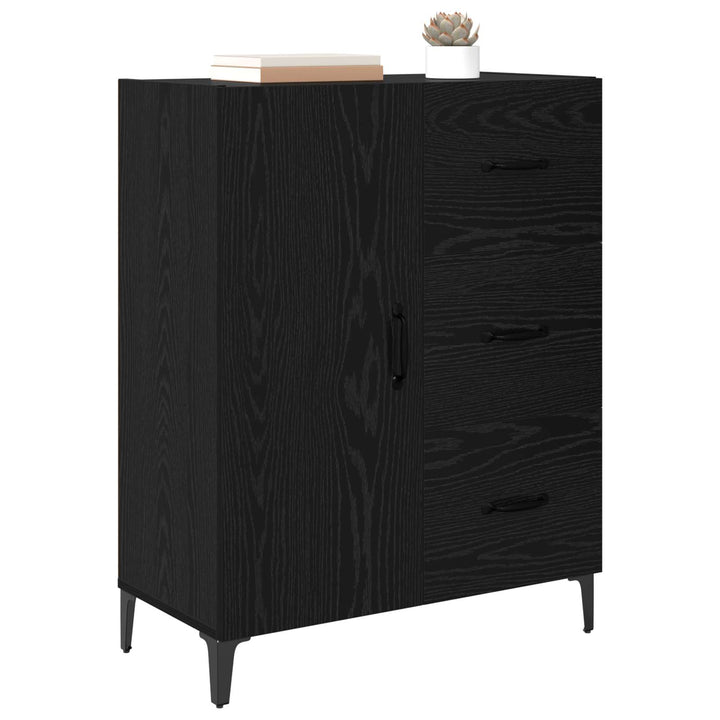 Sideboard med skuffe Sort eg 69,5 x 34 x 90 cm Konstrueret træ