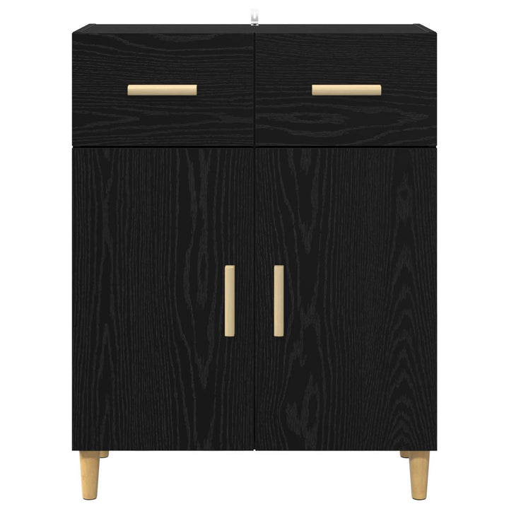 Sideboard med skuffe Sort eg 34 x 69.5 x 89 cm Konstrueret træ