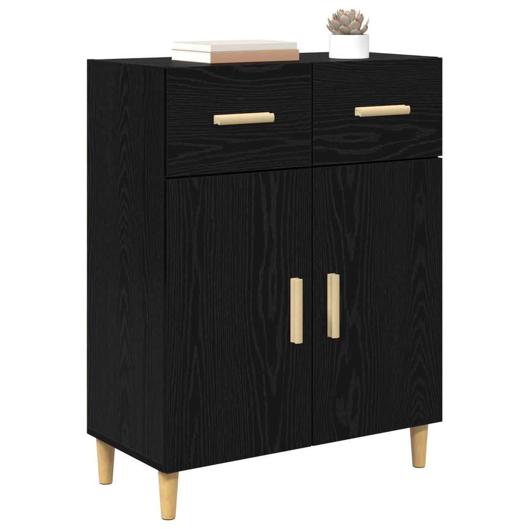 Sideboard med skuffe Sort eg 34 x 69.5 x 89 cm Konstrueret træ