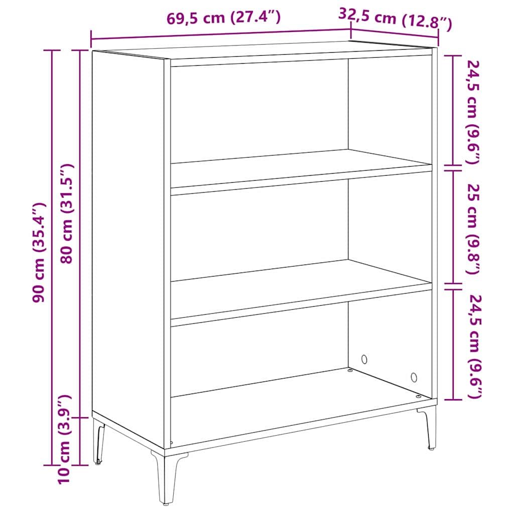 Sideboard Artisan Egetræ 69,5 x 32,5 x 90 cm Konstrueret træ