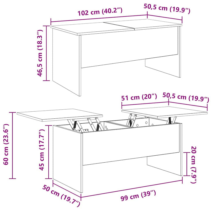 Sofabord Artisan Egetræ 102 x 50,5 x 46,5 cm Konstrueret træ