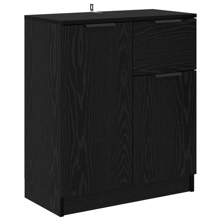 Sideboard med skuffe Sort eg 60 x 30 x 70 cm Konstrueret træ