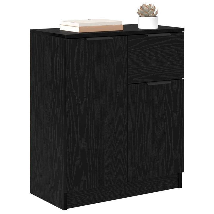 Sideboard med skuffe Sort eg 60 x 30 x 70 cm Konstrueret træ