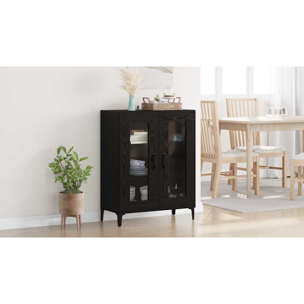Sideboard Sort eg 69,5 x 34 x 90 cm Ingeniørt træ og jern