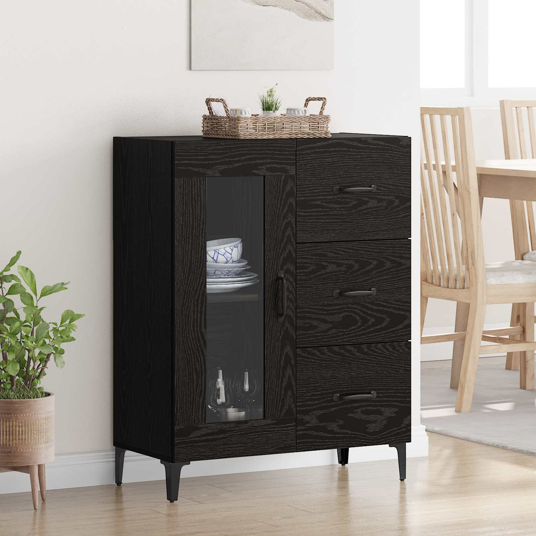 Sideboard Sort eg 69,5 x 34 x 90 cm Ingeniørt træ og jern