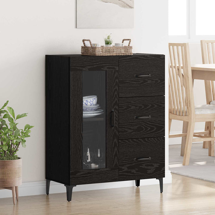Sideboard Sort eg 69,5 x 34 x 90 cm Ingeniørt træ og jern