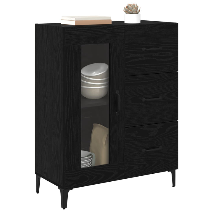 Sideboard Sort eg 69,5 x 34 x 90 cm Ingeniørt træ og jern