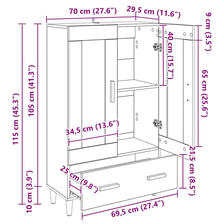 Highboard Gammelt træ 70 x 31 x 115 cm Konstrueret træ