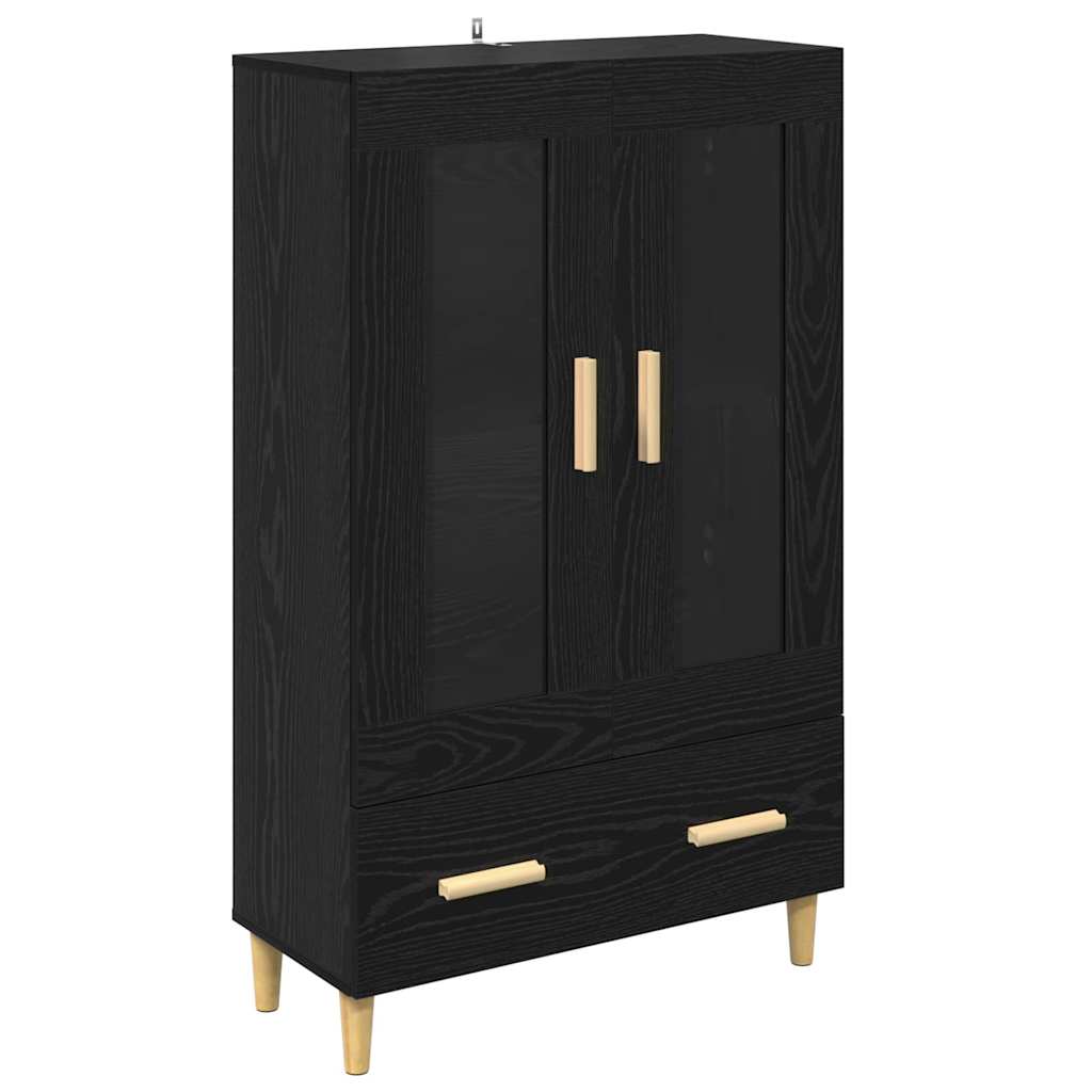 Highboard med skuffe Sort eg 70 x 31 x 115 cm Konstrueret træ