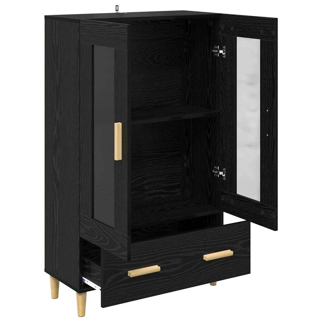 Highboard med skuffe Sort eg 70 x 31 x 115 cm Konstrueret træ