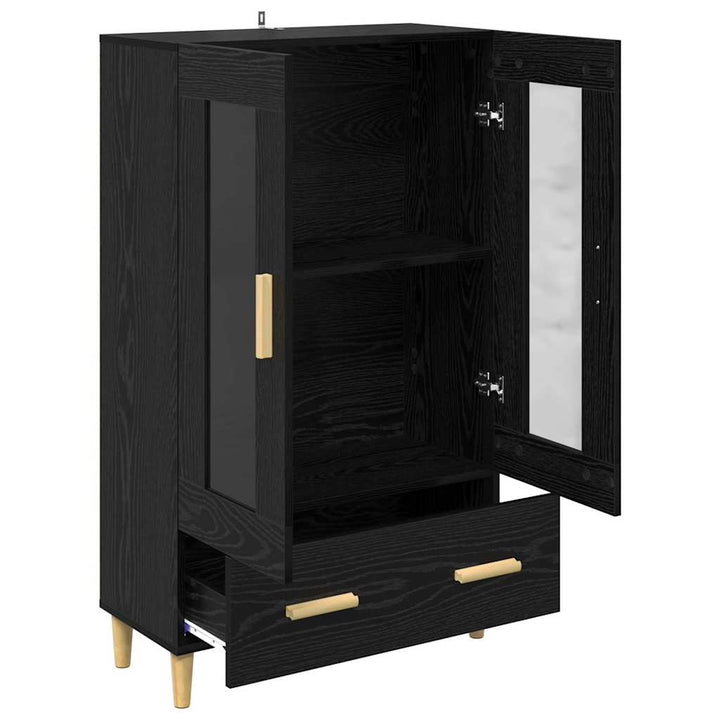 Highboard med skuffe Sort eg 70 x 31 x 115 cm Konstrueret træ