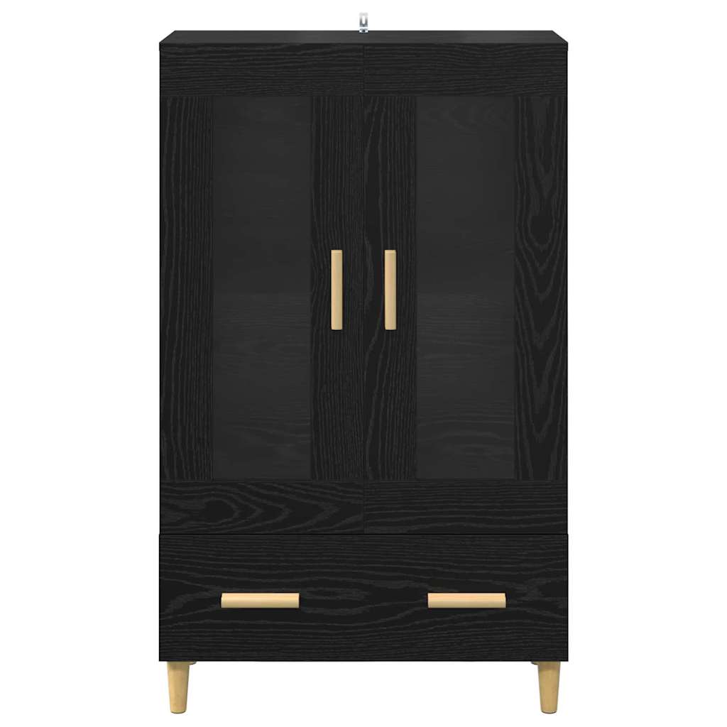 Highboard med skuffe Sort eg 70 x 31 x 115 cm Konstrueret træ