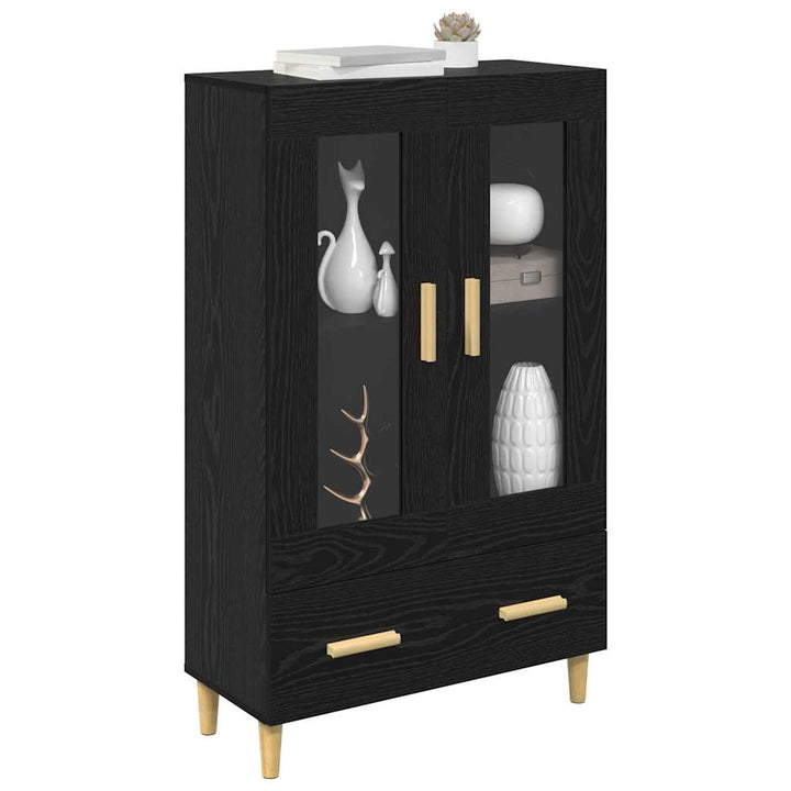 Highboard med skuffe Sort eg 70 x 31 x 115 cm Konstrueret træ