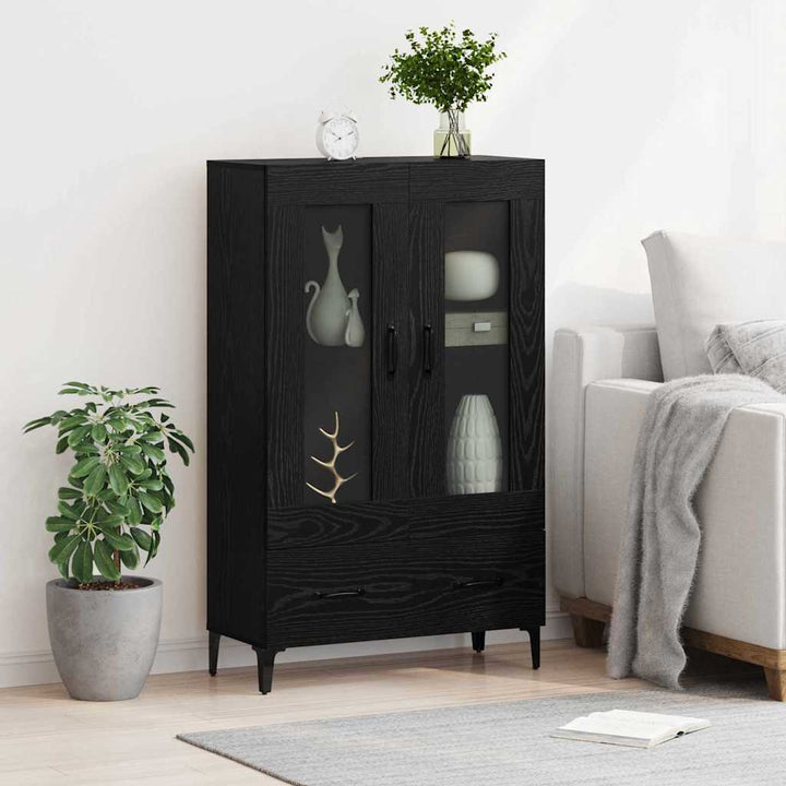 Highboard Sort eg 70 x 31 x 115 cm Ingeniørt træ og jern