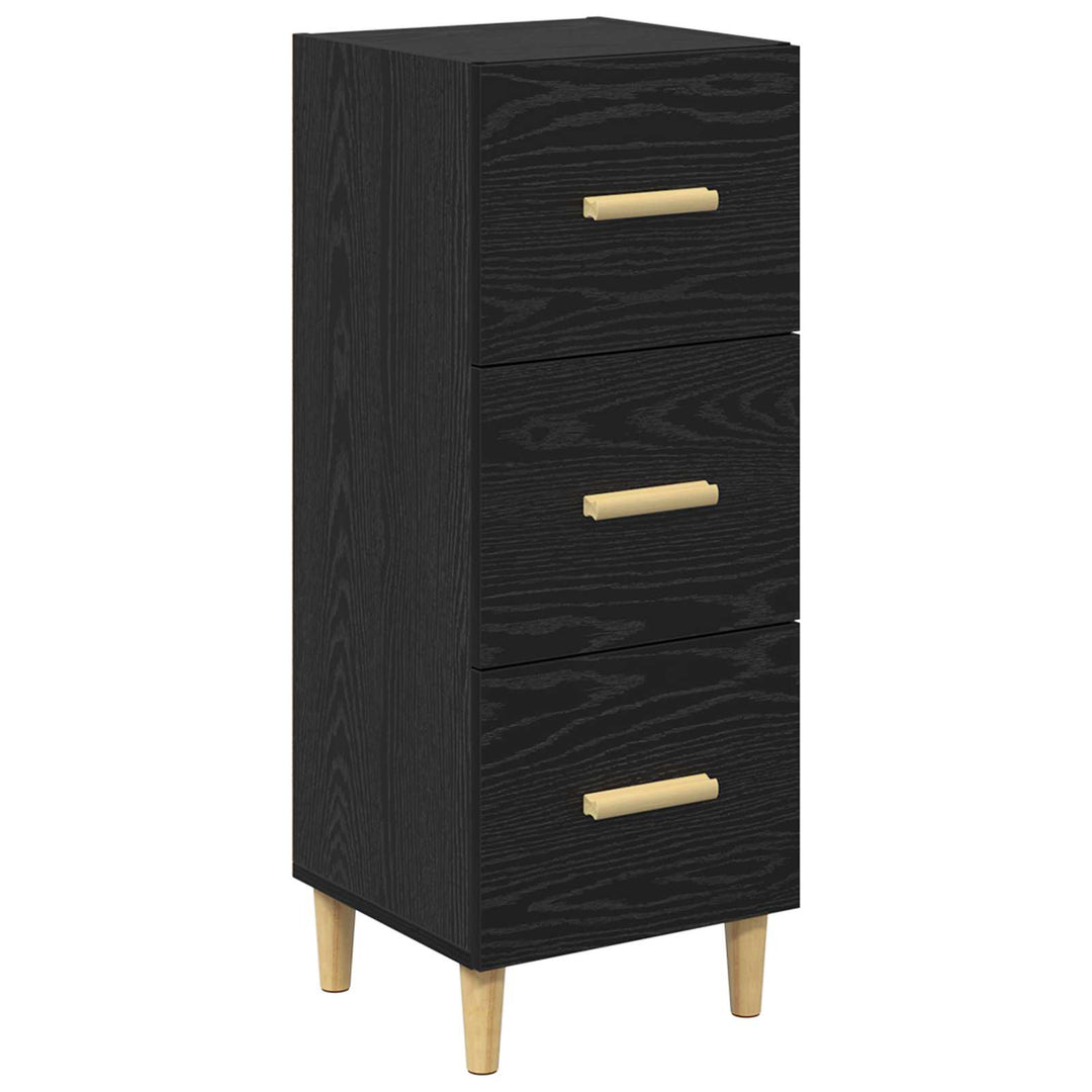 Sideboard med skuffe Sort eg 34.5 x 34 x 90 cm Konstrueret træ