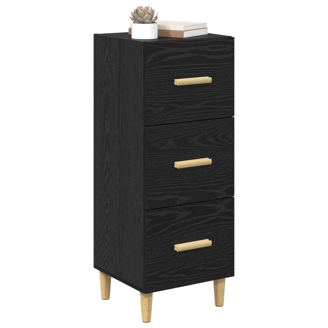 Sideboard med skuffe Sort eg 34.5 x 34 x 90 cm Konstrueret træ